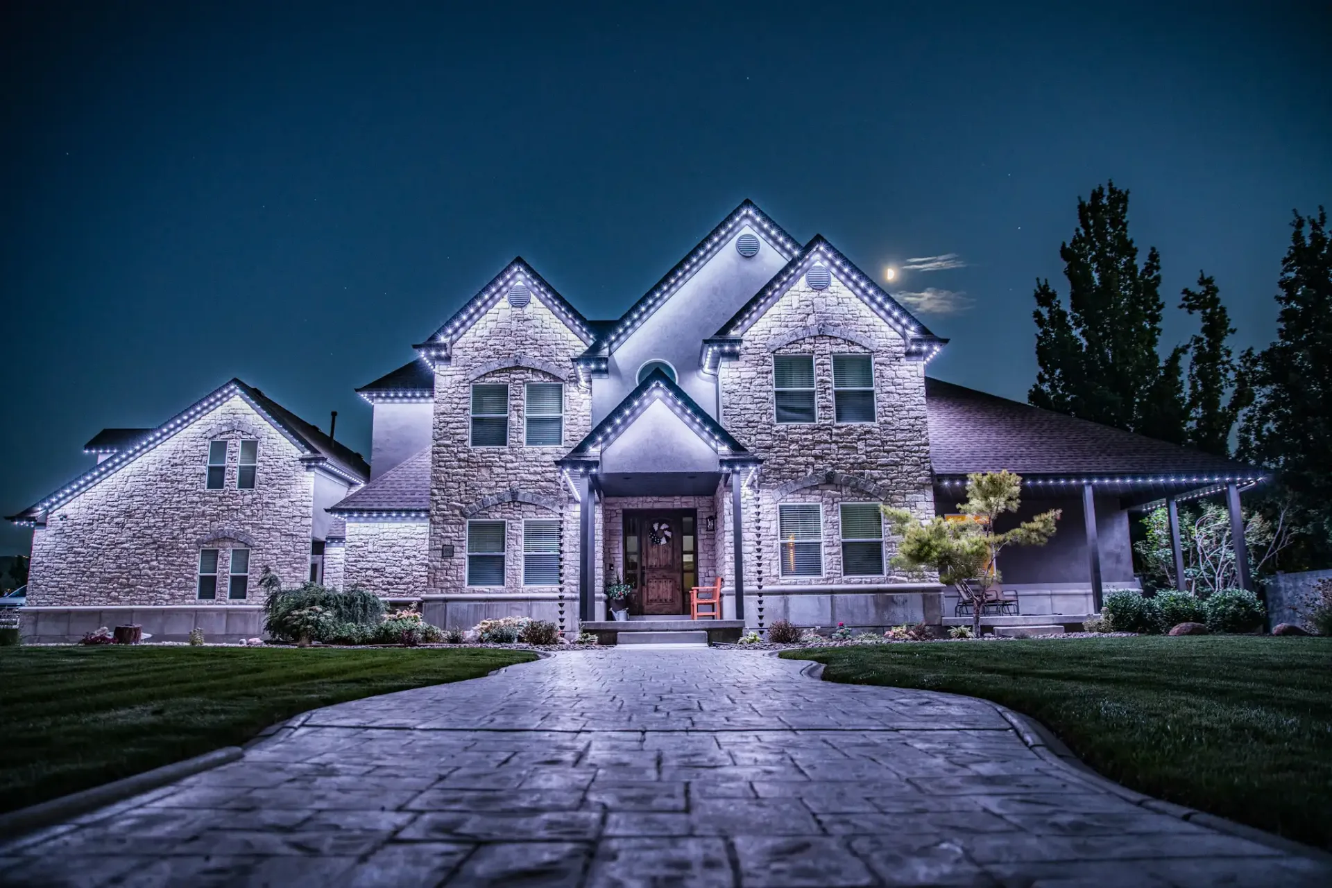 Home exterior in cool white