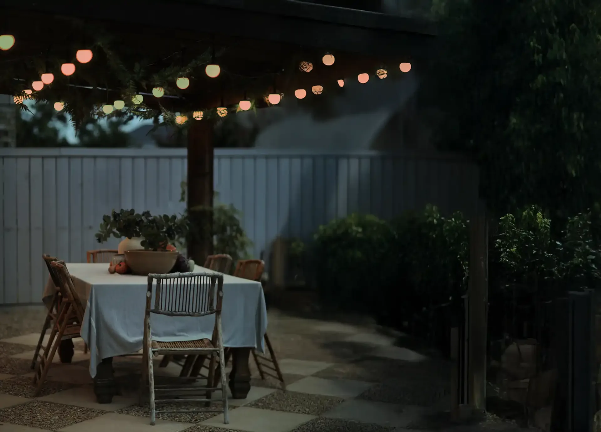 Home with permanent Christmas lights