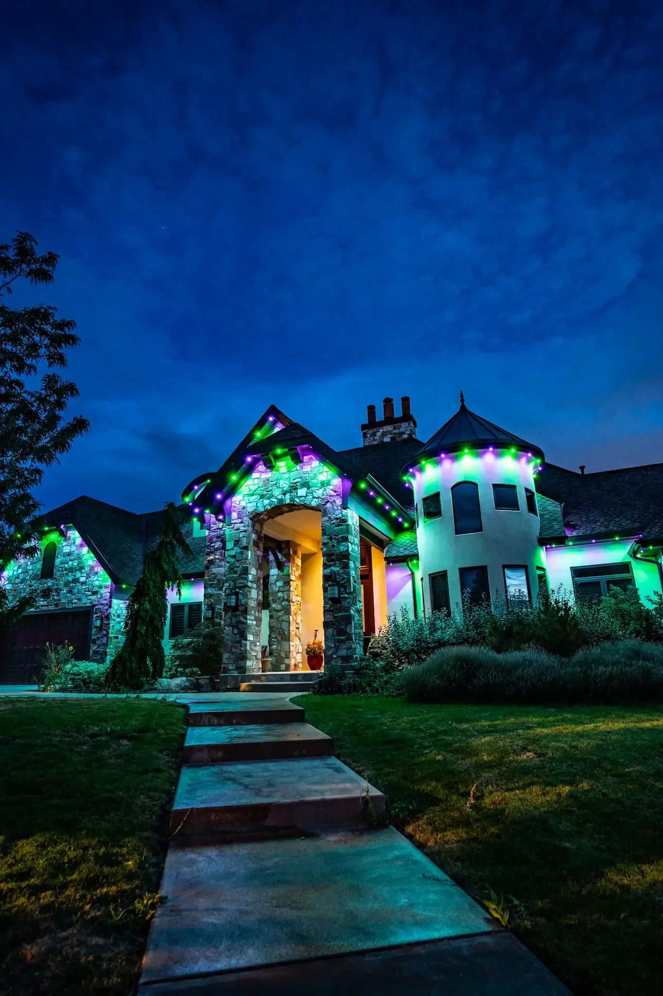 Home in orange and purple for Halloween