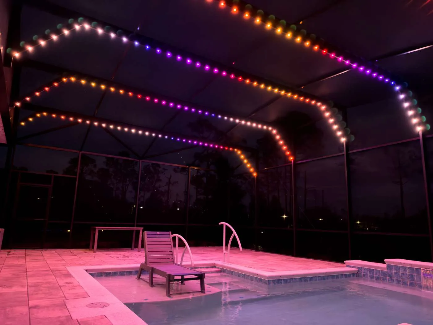 Pool enclosure in bright white light