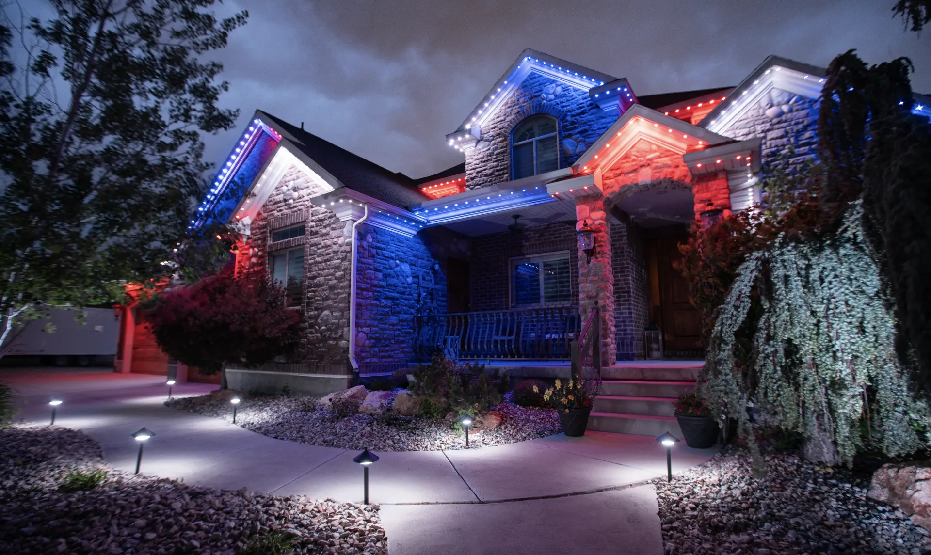 Home with 4th of July Happy's lighting