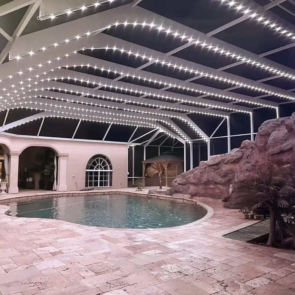 Pool enclosure track during the day