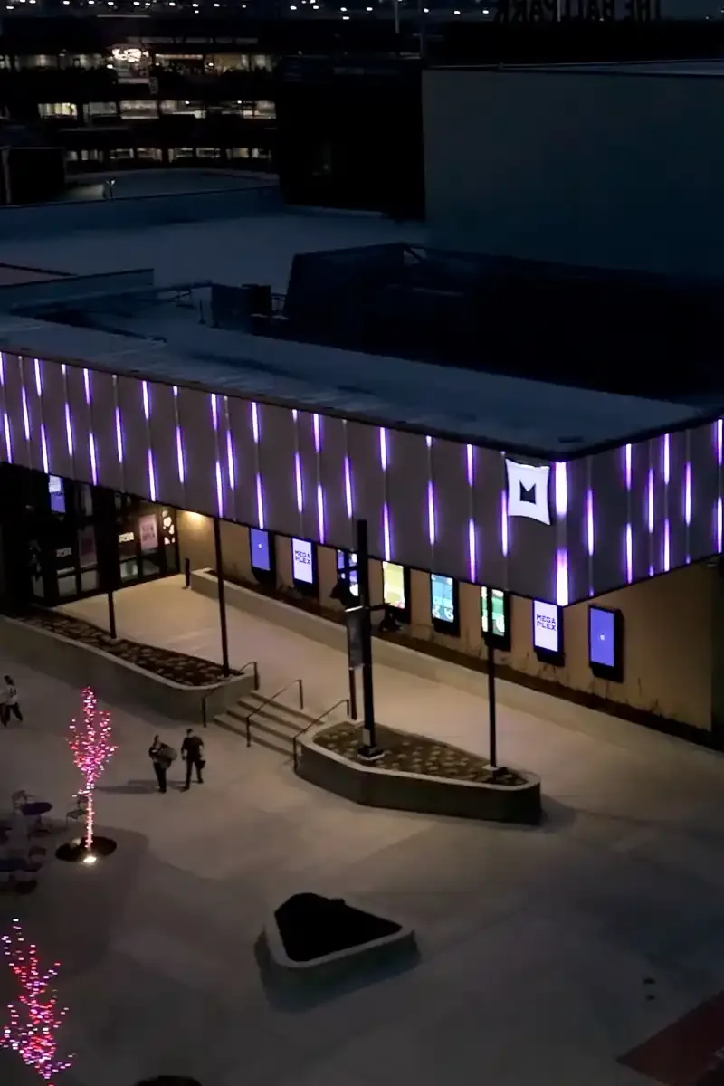 Megaplex theater lit with Happy's lighting