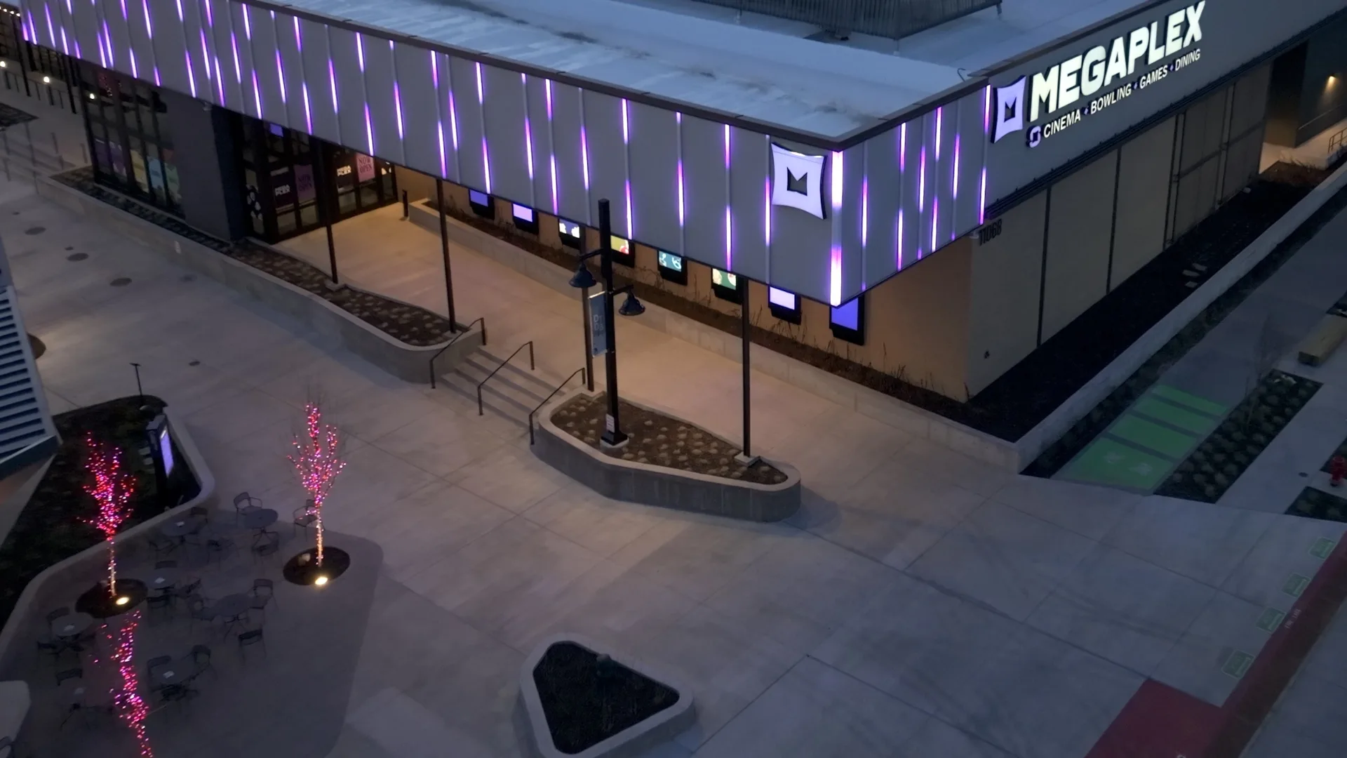 Happy's Saber Series linear lighting on a building