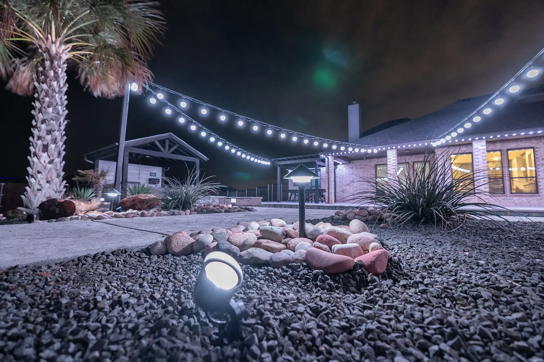 Front entry lit in bright white